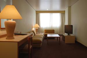 Habitaci�n con pr�ctica y elegante �rea de trabajo